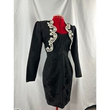 Vintage JM Jessica McClintock Gunne Sax 7/8 black strapless Jacket Dress set GVC