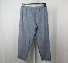 Chico's Design Linen Wide Leg Elastic Waist Casual Pants - 3, Blue 728