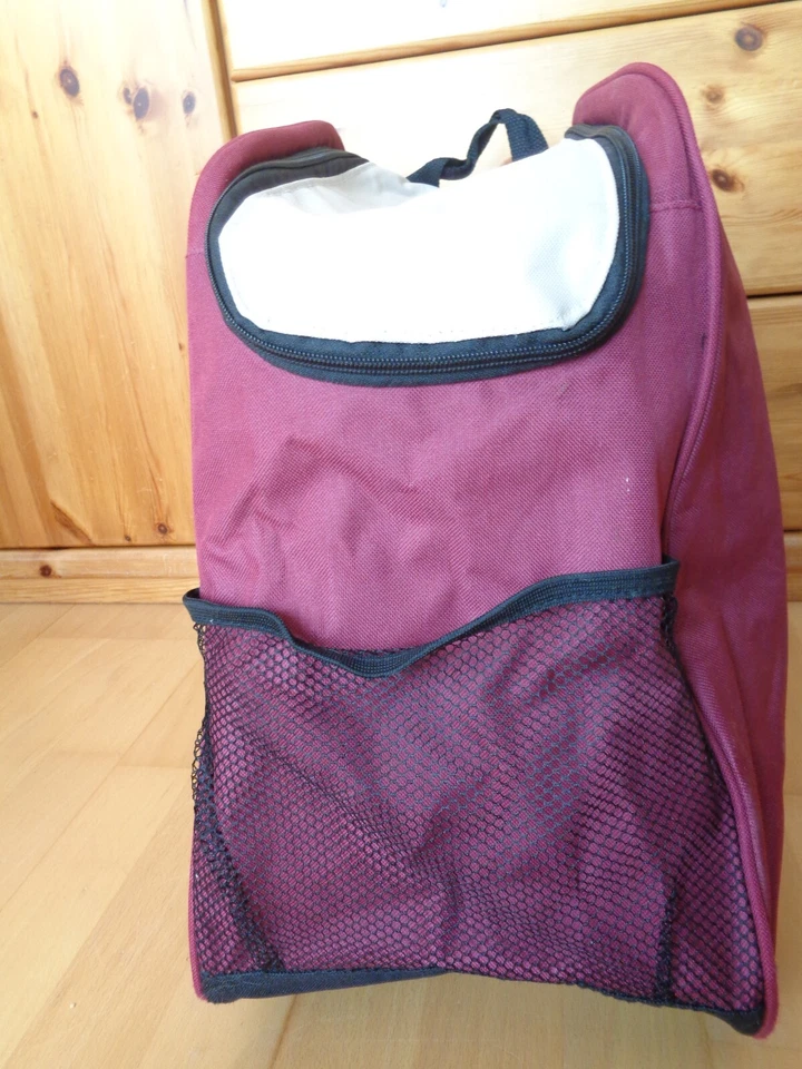 Rucksack für Inliner / Rollerplates / Eislaufschuhe ~ dkl. rot/ beige/ schwarz - Bild 2 von 4