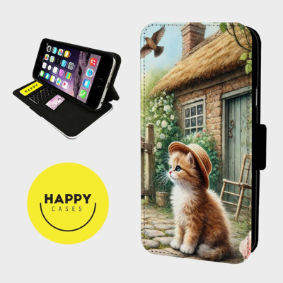 CUTE KITTEN COTTAGE LIFE - Kunstleder Klapp Handy Hülle Cover - iPhone/Samsung