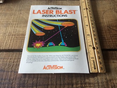 Vintage Laser Blast , Atari Video Computer System Manual, 1981 , Retro Gaming