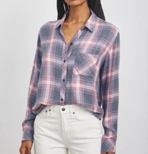 NWT Rails Hunter shirt Slate Rose Top  long sleeves Rayon