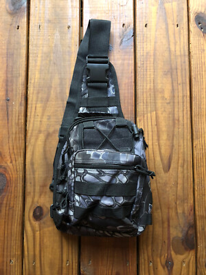 NWOT gray black one shoulder one strap small backpack w/ pockets & loops