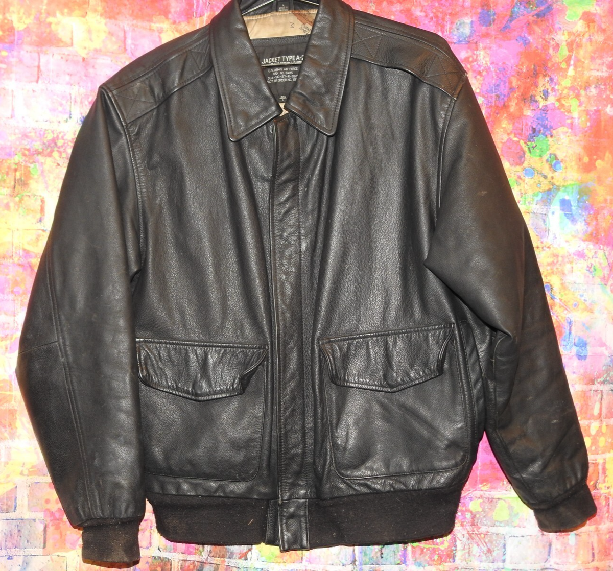 US Army Air Force Flyer Black Mens Large Vintage Type A-2