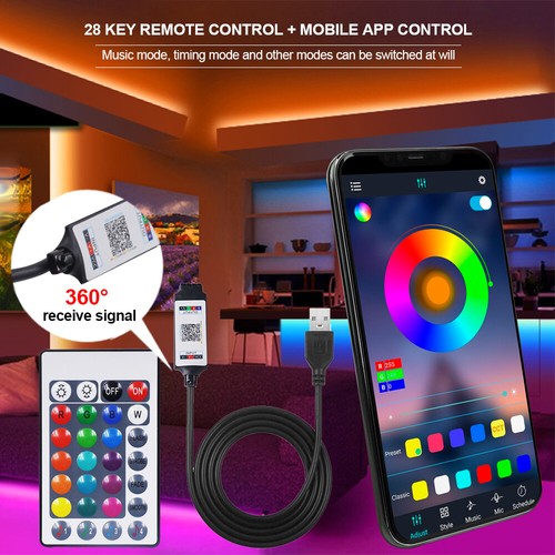 5V LED Strip Lights RGB Tape Rope USB 1M-10M 5050 SMD Bluetooth APP Controller - Picture 5 of 15