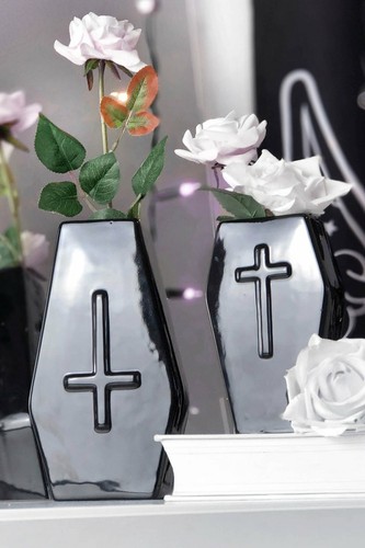 Killstar Coffin Flowers Gothic Halloween Witch Death Ceramic Vase KSRA001804