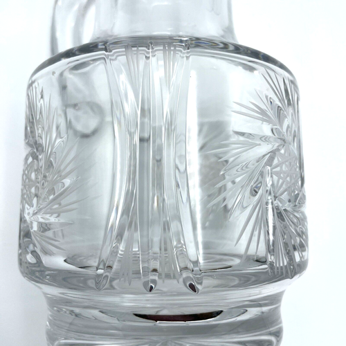Jarra de agua de cristal vintage Star Pinwheel Hobstar 8,5" de alto vidrio transparente pesado - Imagen 8 de 11