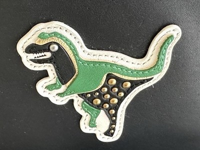 COACH 1941 STUDDED REXY VARSITY PATCH BLACK LEATHER POUCH WRISTLET