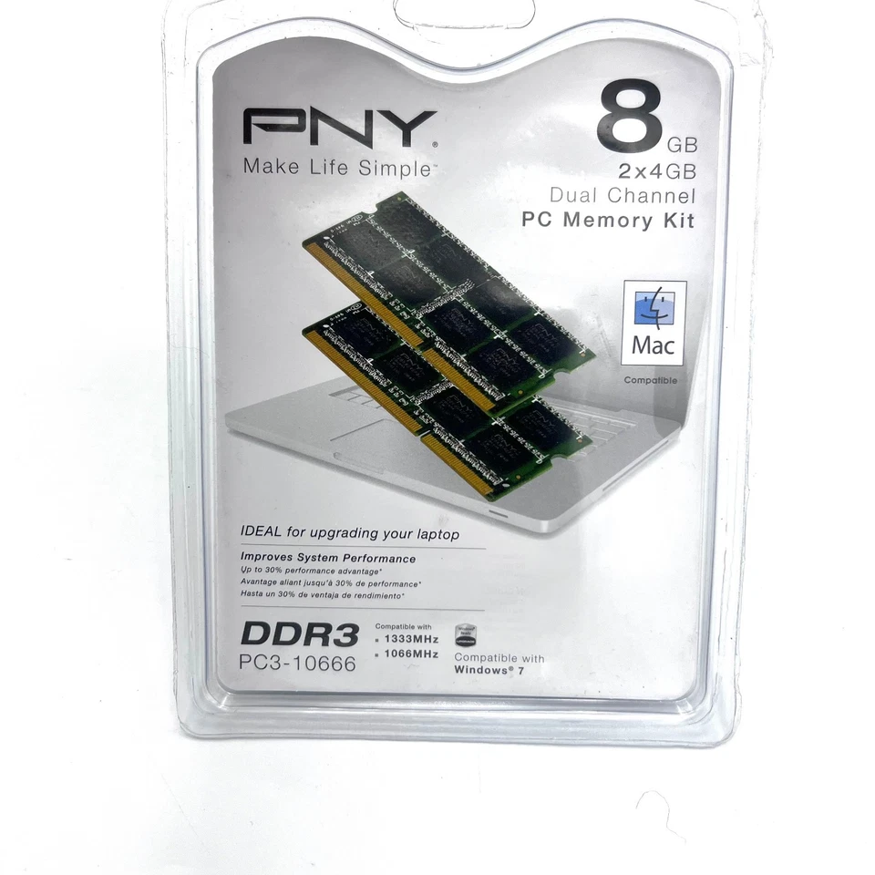 PNY 8GB RAM Memory Kit 2X 4GB PC3-10666 DDR3 MN8192KD3-1333-AP Factory Sealed - Image 4 of 4