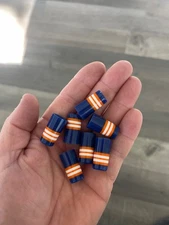 CUSTOM .370 IRON FERRULE NAVY BLUE W ORANGE / WHITE RINGS .525 X 1" 10PK