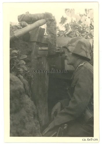 Genuine Photo 335.ID Observer with Camouflage Helmet Camo Steel Helmet Optics in Ukraine 1943