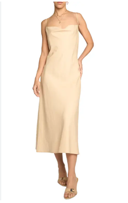 cowl neck linen dress Mara Cowl Neck Linen Maxi Dress (DQ103) 210 Taupe / One Size