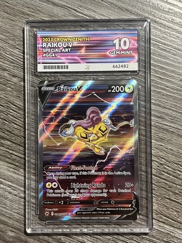 Ace Grading 10 Raikou V GG41 Crown Zenith Special Art Holo Ultra Rare 10 subs