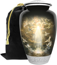 Doves Urn for Human Ashes  Large Handcrafted Funeral Memorial  Decorative Crem