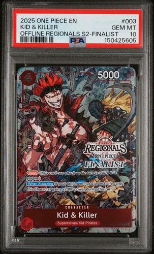 2025 ONE PIECE OFFLINE REGIONALS FINALIST #003 KID & KILLER PROMO PSA 10