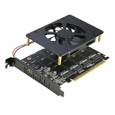 Quad NVMe PCIe Adapter,  4 Ports M.2 NVMe SSD to PCI-e 4.0/3.0 x16 4-Port 4.0