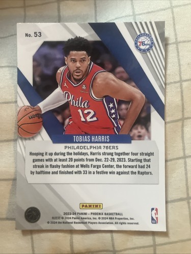 Carte NBA Tobias Harris - 2023-24 Panini Phoenix Game-Worn Materials 19/75 (76ers)