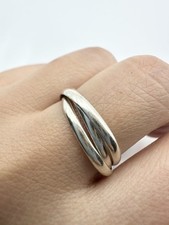 Sterling Silver 925 Triple 3 Rings -Interlocking Ring Sz 6.5