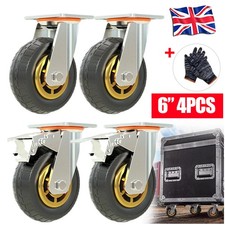 4X 6" / 150mm Heavy Duty Swivel Caster Wheels Castor 1000KG Load 2 with Brakes