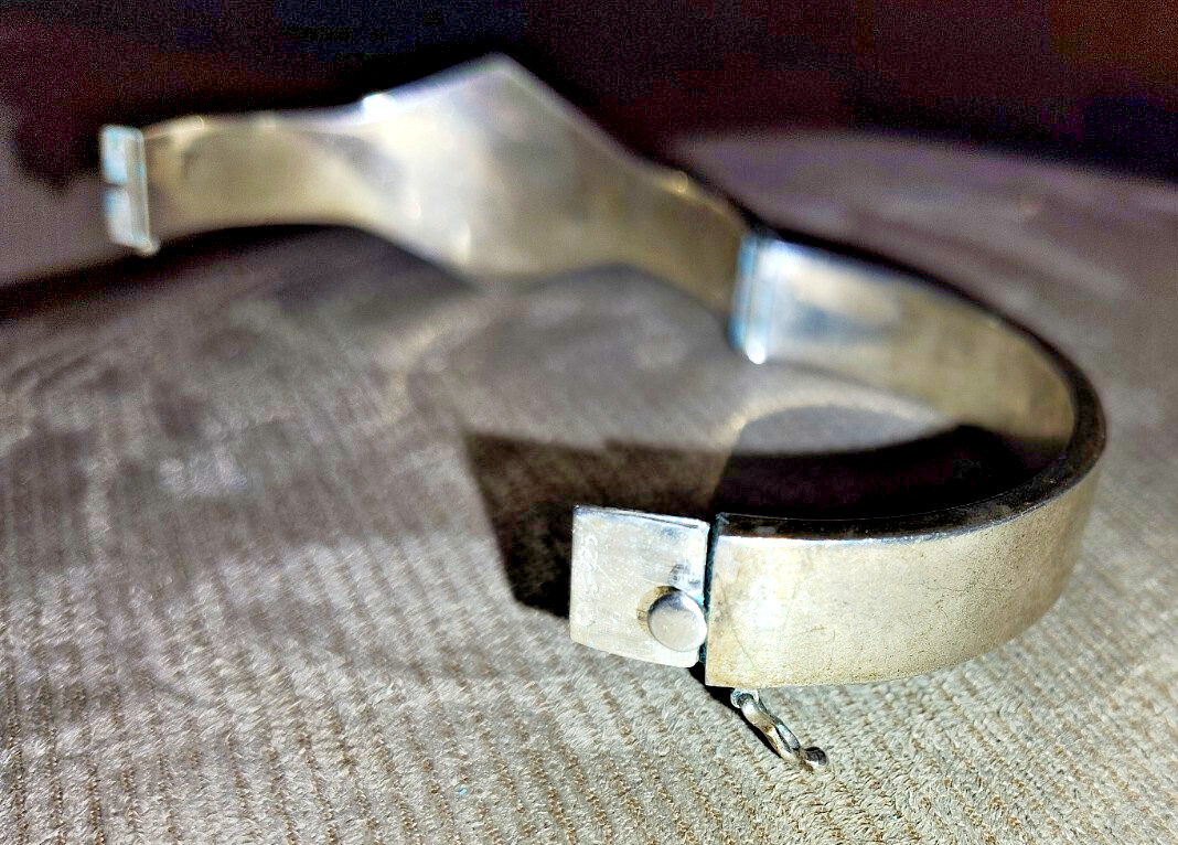 VTG SOLID STERLING SILVER SQUARE HIDDEN HINGE BAN… - image 12