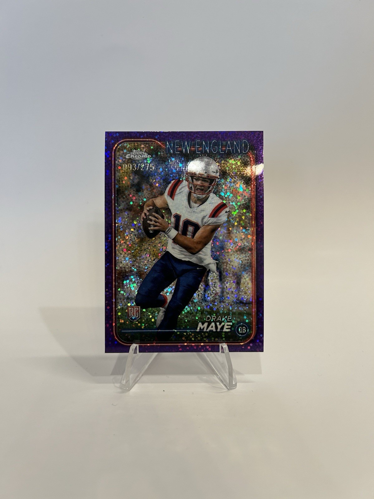 2024 Topps Chrome - Rookies Drake Maye #203 Purple Speckle Refractor /275 (RC)
