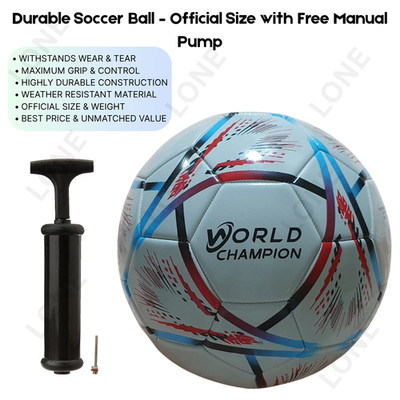 Size 5 Soccer Ball for Training Match Play - Durable PU Football with Pump
