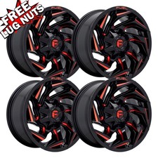 Set-4 Fuel D755 Reaction 17x9 6x139.7 Black Red 1mm Wheels Rims 17 Inch