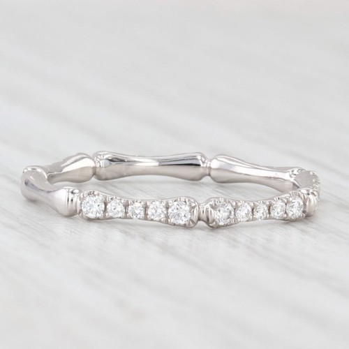Nuevo 0.31ctw Diamante Alianza 14k Oro Blanco Apilable Anillo Aniversario 6.5 - Imagen 5 de 10