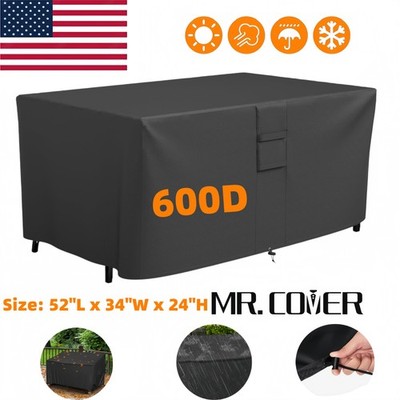 48-52'' Rectangular Fire Pit Cover 600D Waterproof Windproof Outdoor Patio Cover