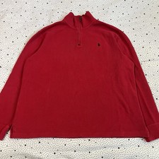 Vintage 1990's Polo Ralph Lauren Sweater XL Red Quarter 1/4 Zip Pullover Knit