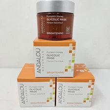 Lot of 3 ~ Andalou Naturals Brightening Glycolic Mask Pumpkin Honey (1.7 Oz) 50g