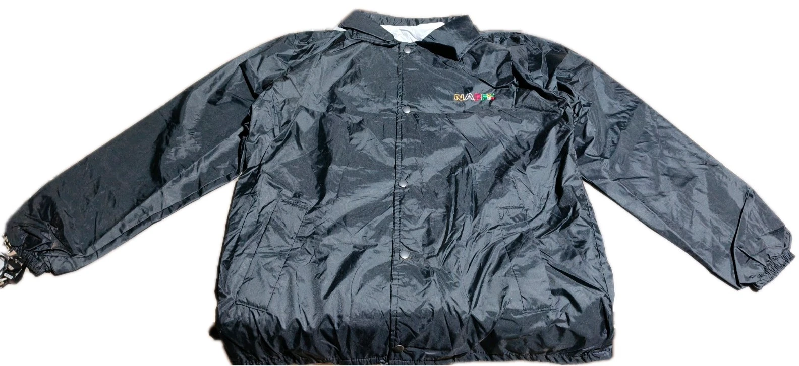 Vintage Naffco 54 Black Windbreaker Mens Jacket Size Large New Old Stock