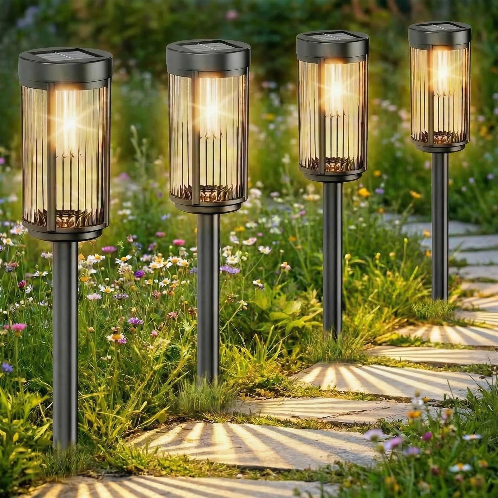 12 Pack Solar Garden Lights Outdoor, Decorative Solar Pathway Lights for Yard...