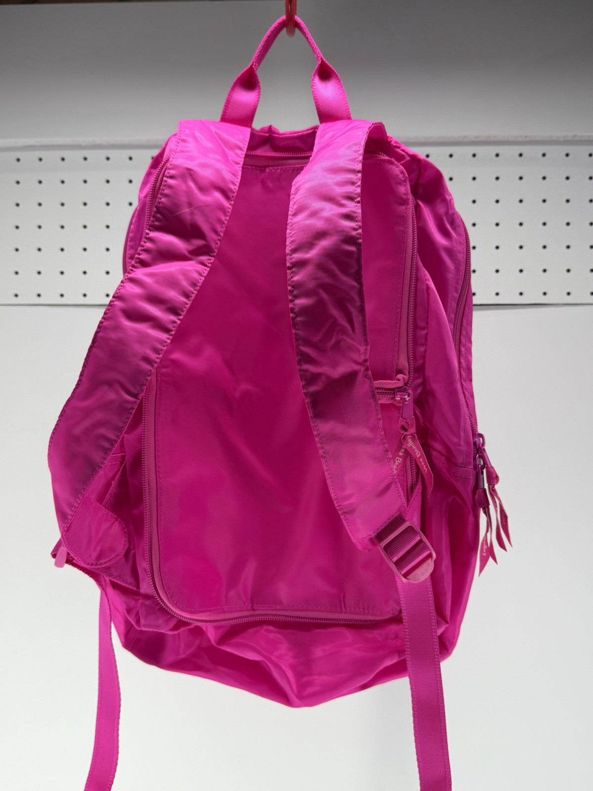 Vera Bradley Solid Hot Pink Packable Backpack EUC - image 2