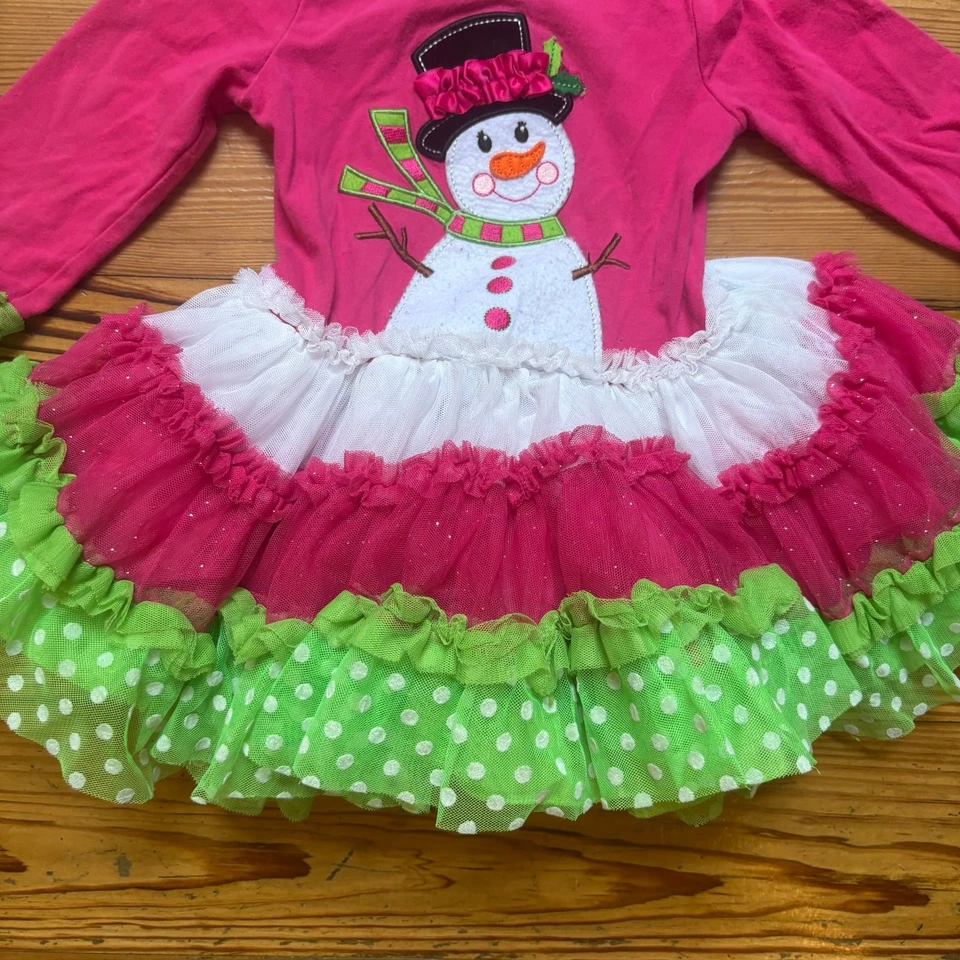 Emily Rose Rosa Muñeco de Nieve Invierno Manga Larga Tutú Vestido TALLA 2T Foto 2 de 4