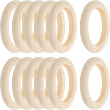 30PCS 50mm Natural Wood Rings Unfinished DIY Craft Macrame Plant Hanger