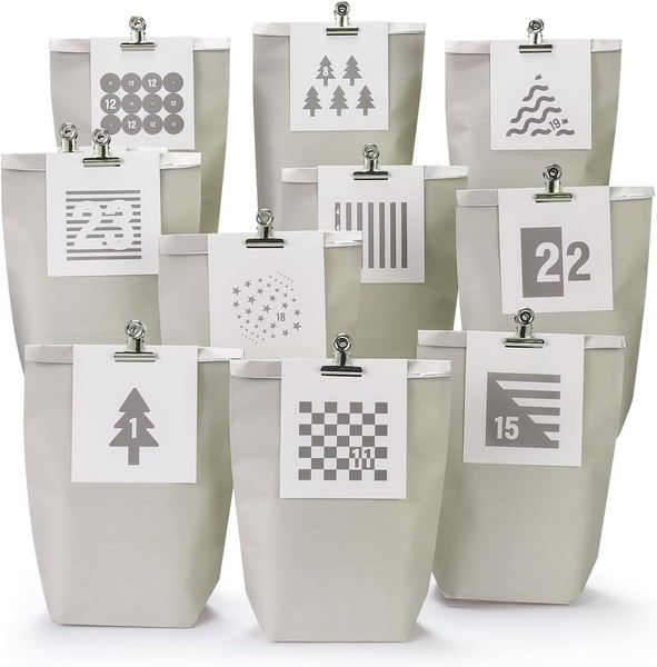 Adventskalender PapiertüTen 24 StüCk Zum BefüLlen Mit Zahlen Etiketten Basteln-image
