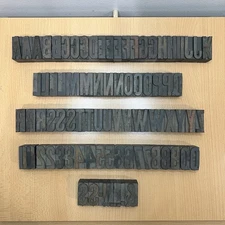 96pt Vintage Wood Type Slab Serif Letterpress Printing Font Lot 87 Pcs