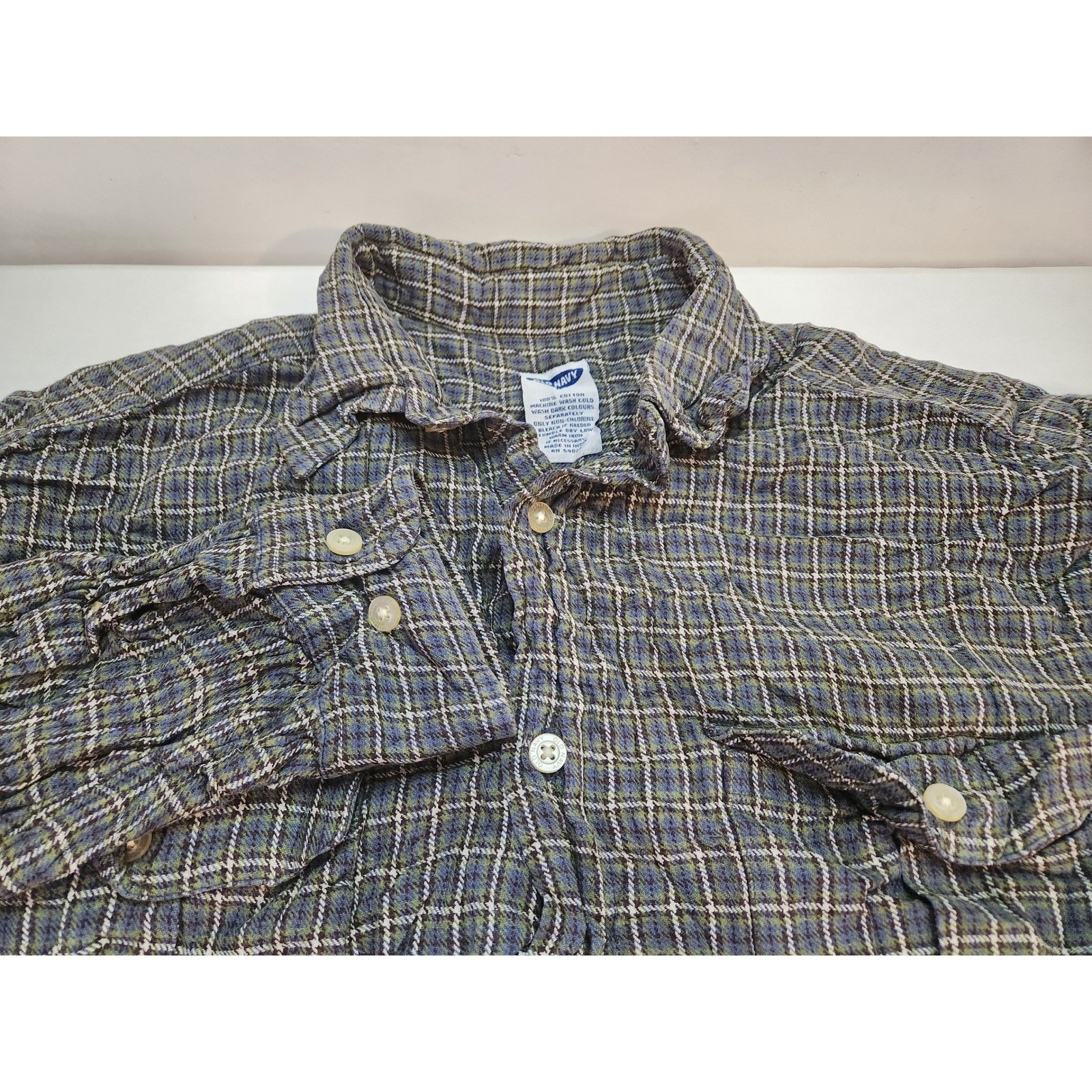 Old Navy Mens Flannel Shirt Long Sleeve Button Up Plaid Size Medium