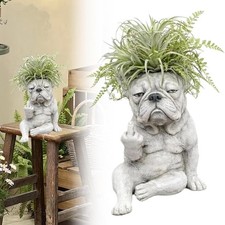 Funny French Bulldog Planter Pot Decor Statues Figurines Onaments Home Garden 