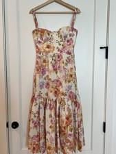 House Of CB Floral Stretch Cotton Blend Corset Sundress , Ivory