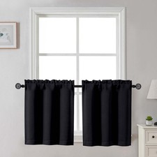 Gwine 24 Inch Long Tier Curtains for Small Window, Short Blackout Kitchen Curtai