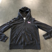 Victoria  s Secret PINK Hoodie Full Zip Athletic Leisure Black Size Medium Read