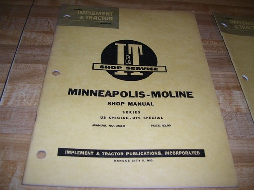 #MM-8 Minneapolis Moline UB Special I&T Shop Service Tractor Manual