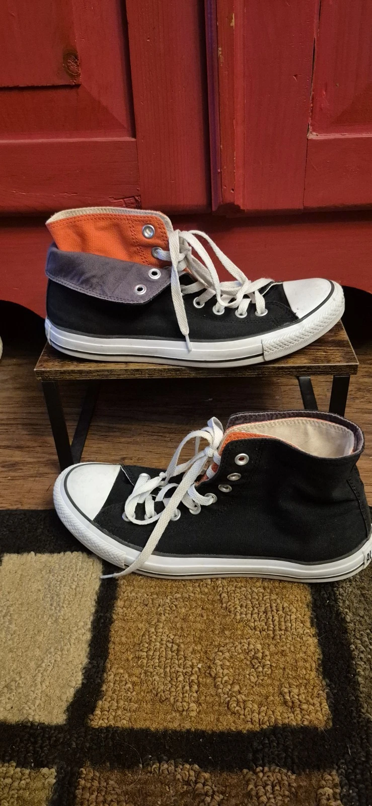 Sneaker alte Converse taglia 8 132444f CT due pieghe nero piega pomodoro ciliegia usate in ottime condizioni