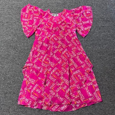 Vicky Tiel Floral Short Sleeve Dress Womens - Size XL Pink