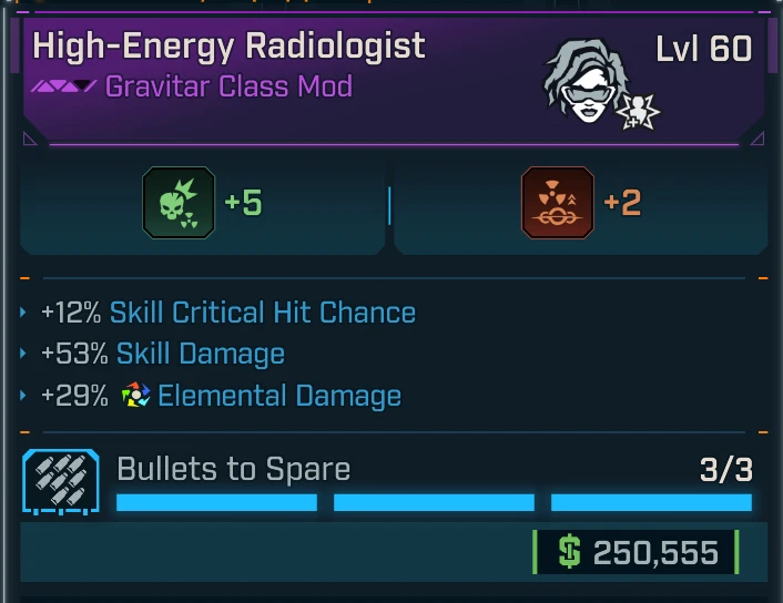 Borderlands 4⭐RADIOLOGIST CLASS MOD⭐HARLOWE⭐SKILL CRIT CHANCE ⭐SKILL & ELEM DMG - Image 1 of 1