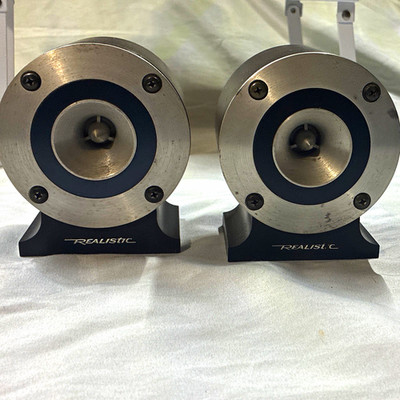 Realistic Vintage Mini Speakers Pair w/ Speaker Terminals Black/Silver