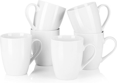 Porzellan Kaffeetassen Set 6-tlg 340 ml Grauweiß Spülmaschinenfest MALACASA
