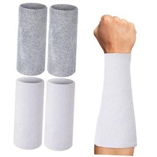 Pcs 9'' Long Wristbands Sweatbands, Elastic Sport Wrist Bands for 4 White,Grey